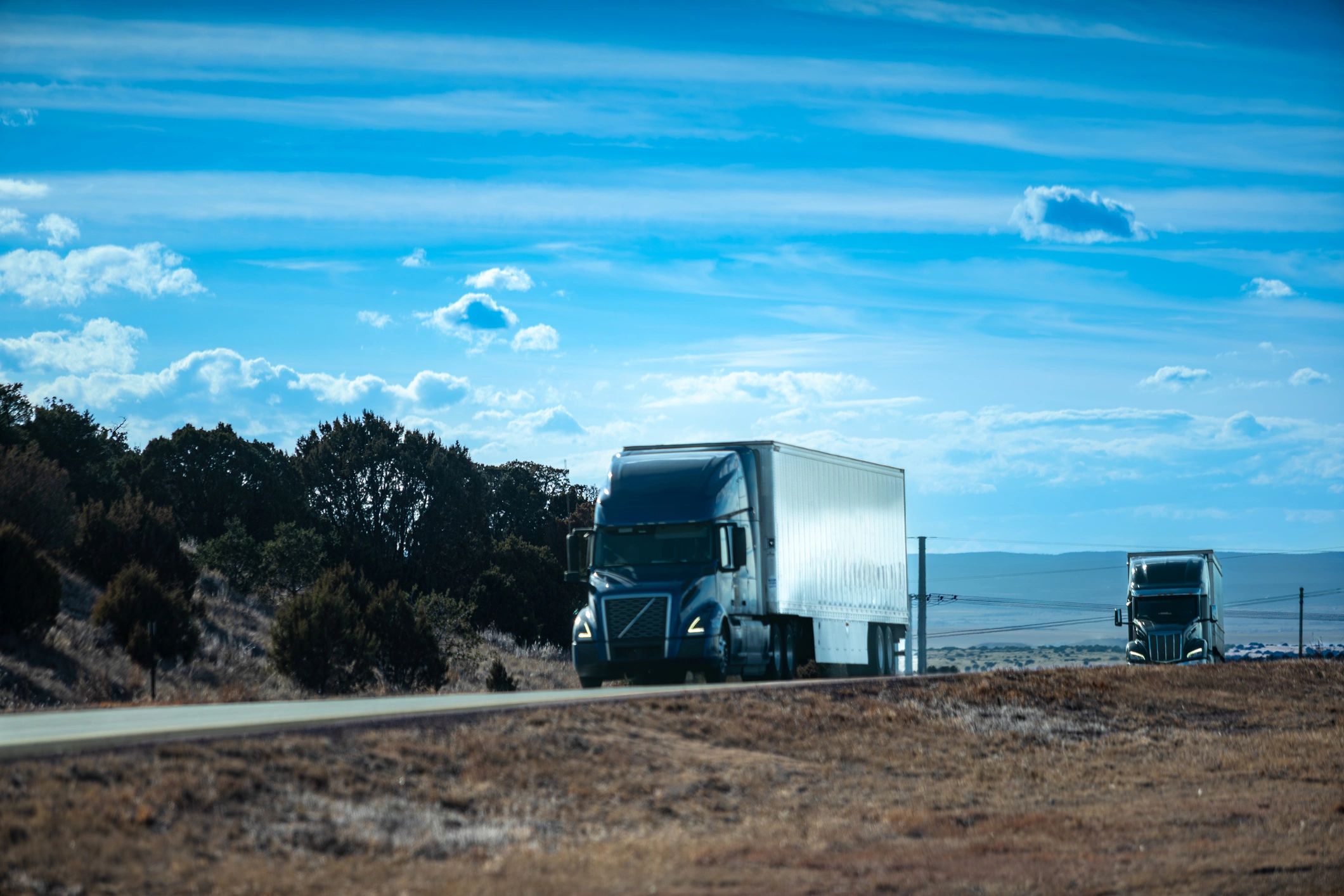 Semi-truck traveling on an open highway